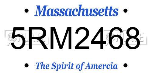5RM2468 Massachusetts License Plate