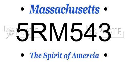 5RM543 Massachusetts License Plate