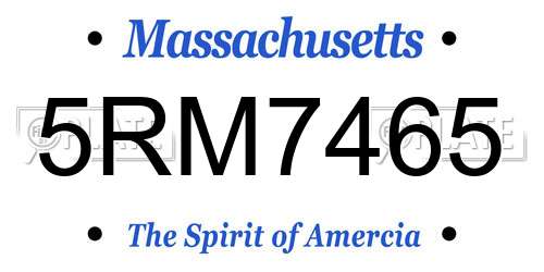 5RM7465 Massachusetts License Plate