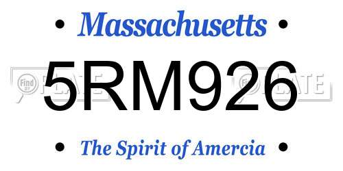 5RM926 Massachusetts License Plate