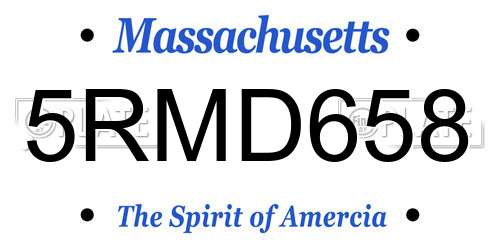 5RMD658 Massachusetts License Plate