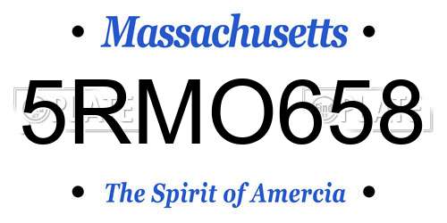 5RMO658 Massachusetts License Plate