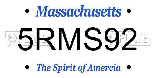 5RMS92 Massachusetts License Plate