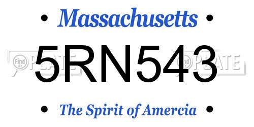 5RN543 Massachusetts License Plate