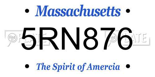 5RN876 Massachusetts License Plate