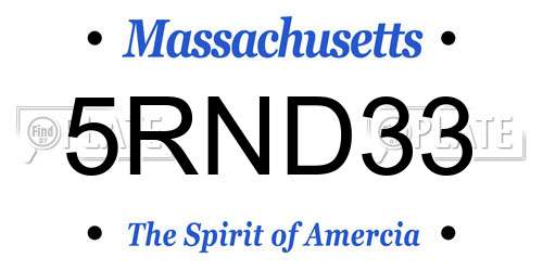 5RND33 Massachusetts License Plate