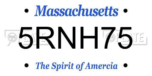 5RNH75 Massachusetts License Plate