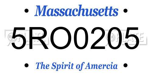5RO0205 Massachusetts License Plate