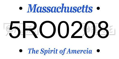 5RO0208 Massachusetts License Plate
