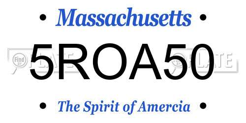 5ROA50 Massachusetts License Plate