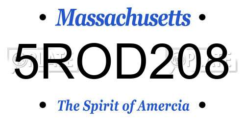 5ROD208 Massachusetts License Plate