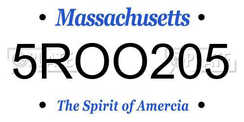 5ROO205 Massachusetts License Plate
