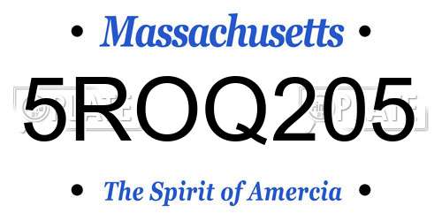 5ROQ205 Massachusetts License Plate