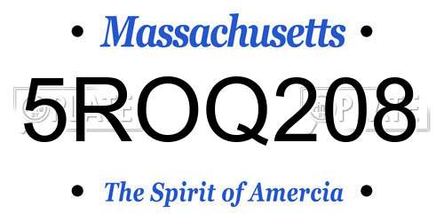 5ROQ208 Massachusetts License Plate