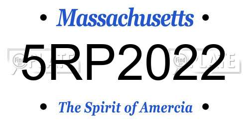 5RP2022 Massachusetts License Plate