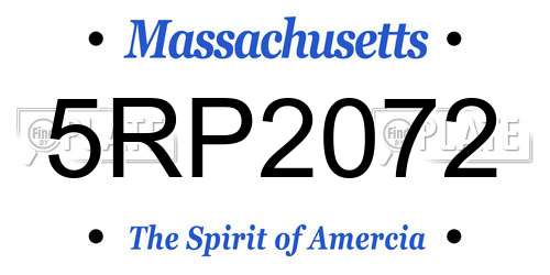 5RP2072 Massachusetts License Plate