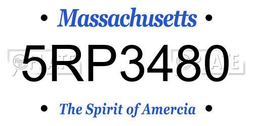 5RP3480 Massachusetts License Plate