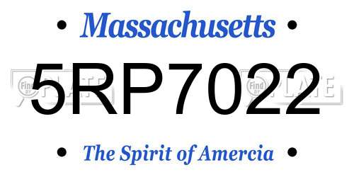 5RP7022 Massachusetts License Plate