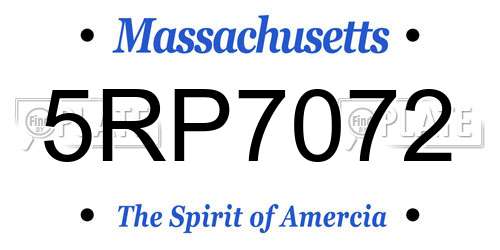 5RP7072 Massachusetts License Plate