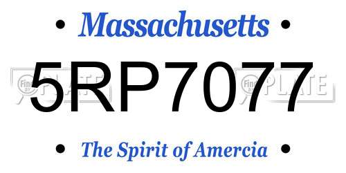 5RP7077 Massachusetts License Plate