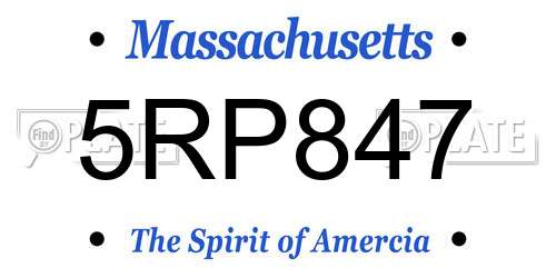 5RP847 Massachusetts License Plate