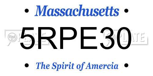 5RPE30 Massachusetts License Plate