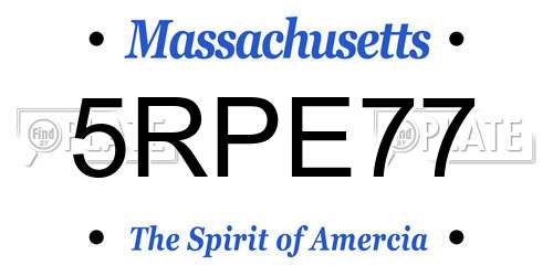5RPE77 Massachusetts License Plate