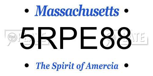 5RPE88 Massachusetts License Plate