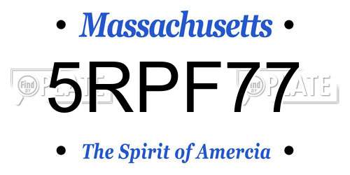5RPF77 Massachusetts License Plate