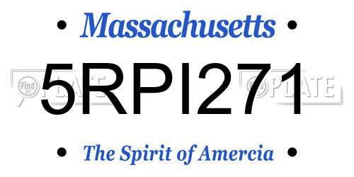 5RPI271 Massachusetts License Plate