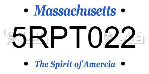 5RPT022 Massachusetts License Plate