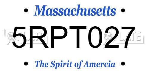 5RPT027 Massachusetts License Plate