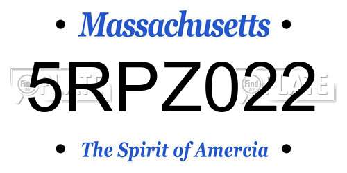 5RPZ022 Massachusetts License Plate