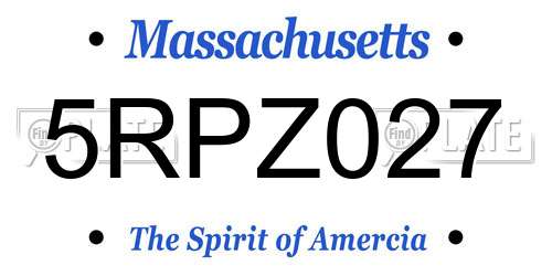 5RPZ027 Massachusetts License Plate