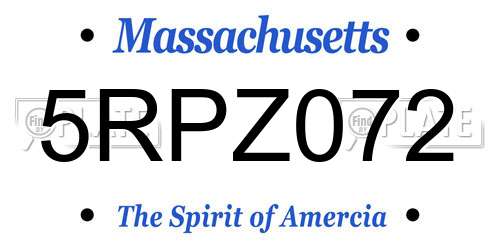5RPZ072 Massachusetts License Plate