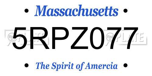 5RPZ077 Massachusetts License Plate