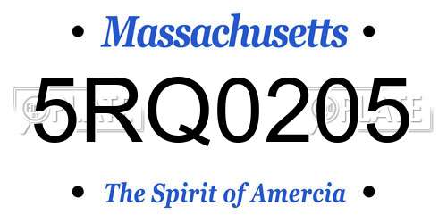 5RQ0205 Massachusetts License Plate