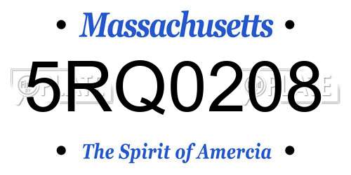5RQ0208 Massachusetts License Plate