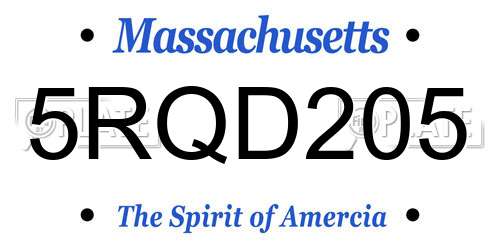 5RQD205 Massachusetts License Plate