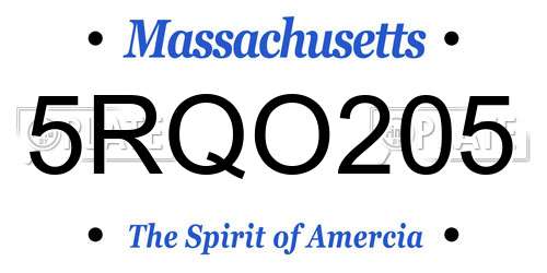 5RQO205 Massachusetts License Plate