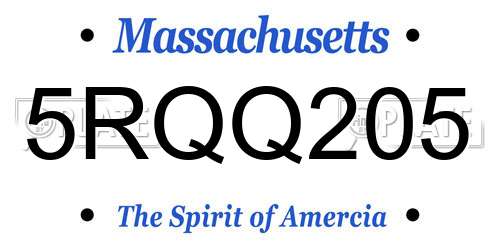 5RQQ205 Massachusetts License Plate