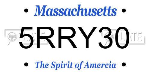 5RRY30 Massachusetts License Plate