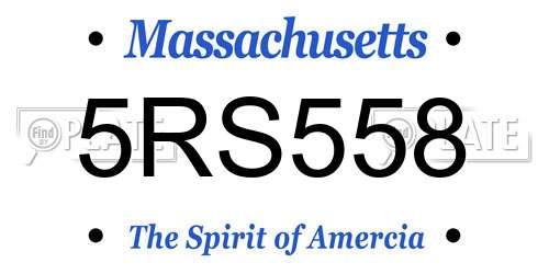 5RS558 Massachusetts License Plate