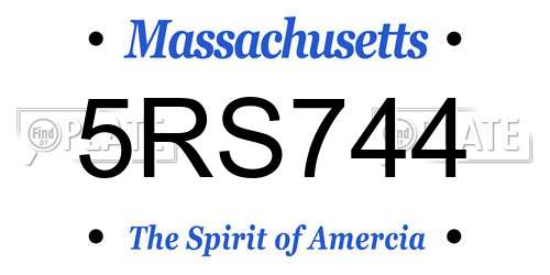 5RS744 Massachusetts License Plate