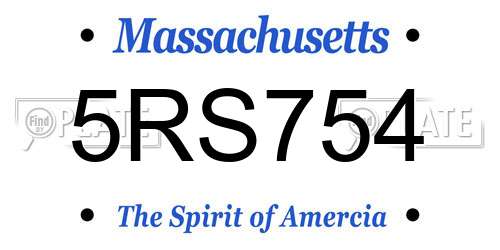 5RS754 Massachusetts License Plate
