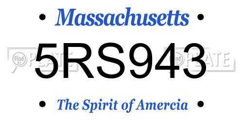 5RS943 Massachusetts License Plate