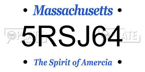 5RSJ64 Massachusetts License Plate
