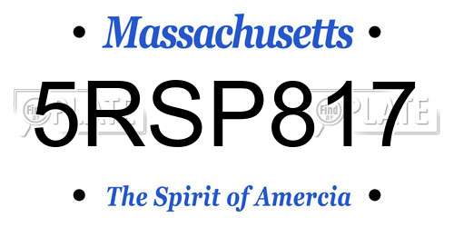 5RSP817 Massachusetts License Plate