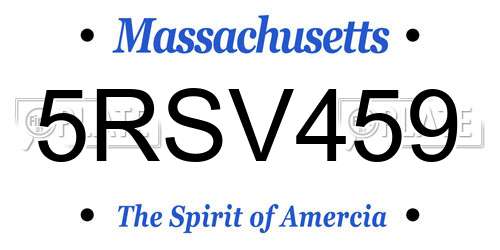 5RSV459 Massachusetts License Plate
