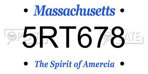 5RT678 Massachusetts License Plate